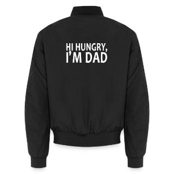 Hi Hungry I'm Dad — Fettes Distressed Tee - Unisex Bomberjacke - Schwarz - Hinten - AI Model Male 185 light (185cm)