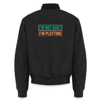 Anxiety Anxious Scaredy Introvert - Unisex Bomber Jacket - black - Back - AI Model Male 185 light (185cm)