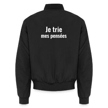 Je trie mes pensées  - Bomber unisexe - noir - Dos - AI Model Male 185 light (185cm)