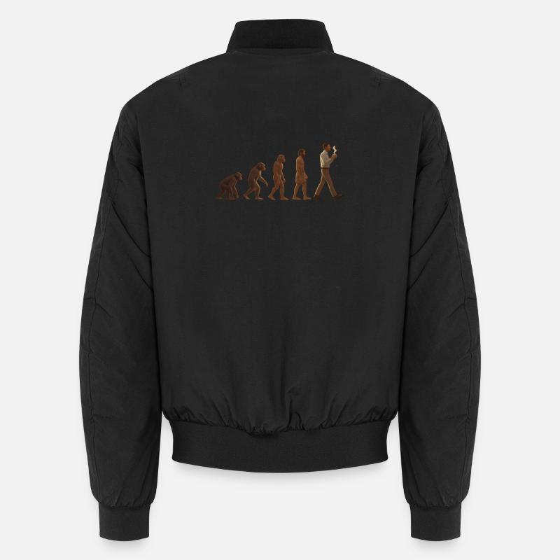 Evolutionary journey: From ape to coffee-drinking man Unisex Bomber Jacket