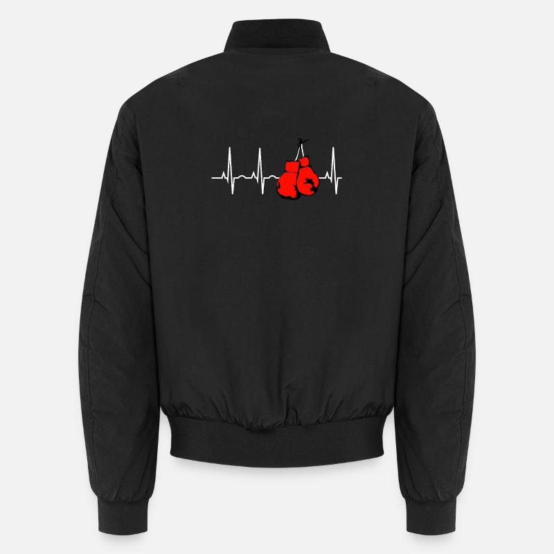 Heartbeat Boxing Gloves on Black - Unisex Bomber Jacket - black