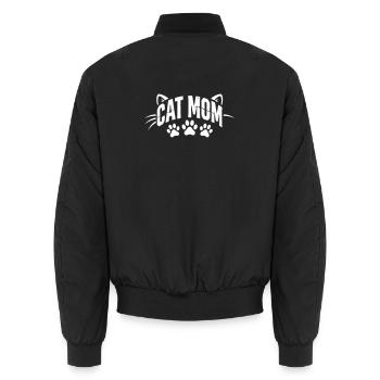 Cat Mom Pfoten Schriftzug - Unisex Bomberjacke - Schwarz - Hinten - AI Model Male 185 light (185cm)