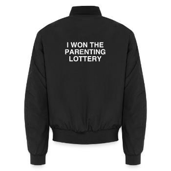 I Won the Parenting Lottery - Unisex Bomber Jacket - black - Back - AI Model Male 185 light (185cm)