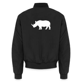 Rhino Silhouette Minimalist - Unisex Bomber Jacket - black - Back - AI Model Male 185 light (185cm)