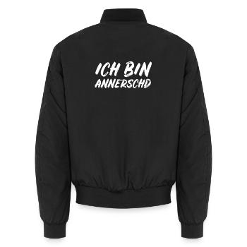 Ich bin annerschd – lustiger Pfälzer Dialekt - Unisex Bomberjacke - Schwarz - Hinten - AI Model Male 185 light (185cm)