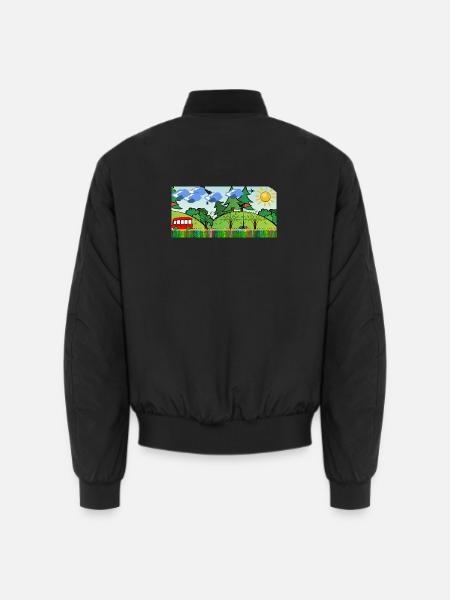 Sonnenfröhliche Waldlandschaft mit Bus - Unisex Bomberjacke - Schwarz