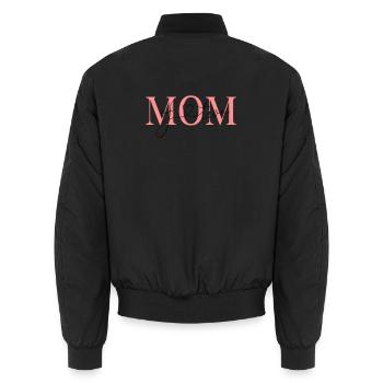 Mom of two! -personalizable - Unisex Bomber Jacket - black - Back - AI Model Male 185 light (185cm)