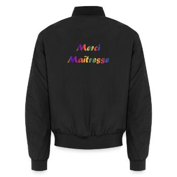 MAÎTRESSE. MAITRE. MERCI. MERCI MAÎTRESSE. - Bomber unisexe - noir - Dos - AI Model Male 185 light (185cm)