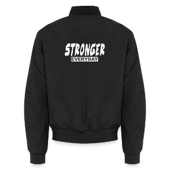 Plus fort cadeau de gymnastique drôle au quotidien - Bomber unisexe - noir - Dos - AI Model Male 185 light (185cm)