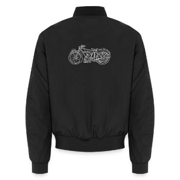Vintage Bicycle Engine Sketch - Unisex Bomber Jacket - black - Back - AI Model Male 185 light (185cm)