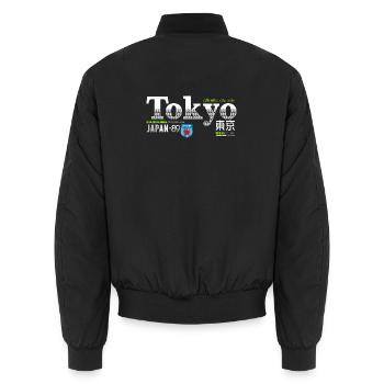 Tokyo Vintage Sport Denim - Unisex Bomber Jacket - black - Back - AI Model Male 185 light (185cm)
