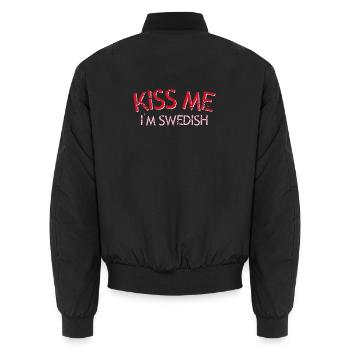 Kiss Me I’m Swedish Slogan Art - Bomber unisexe - noir - Dos - AI Model Male 185 light (185cm)