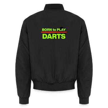Made for Darts , Neon Edition, Onehundreteighty - Unisex Bomber Jacket - black - Back - AI Model Male 185 light (185cm)