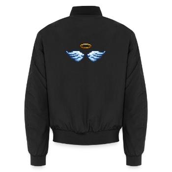 Retro Pixel Art Angel Wings and Halo - Unisex Bomberjacke - Schwarz - Hinten - AI Model Male 185 light (185cm)