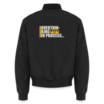 Overthinking In Process Lustig Grübeln Spruch Logo - Unisex Bomberjacke - Schwarz - Hinten - AI Model Male 185 light (185cm)