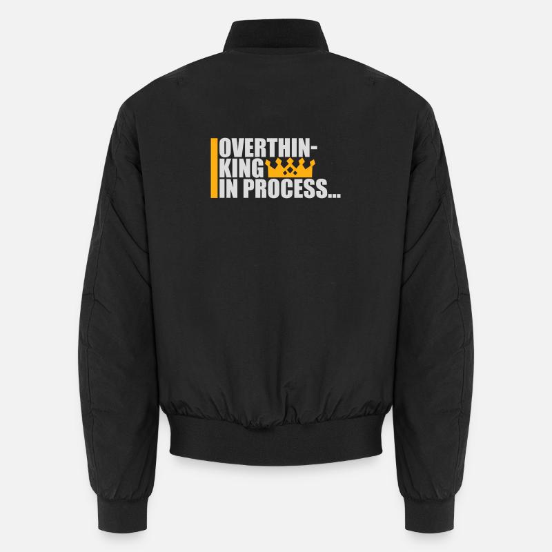 Overthinking In Process Lustig Grübeln Spruch Logo Unisex Bomberjacke