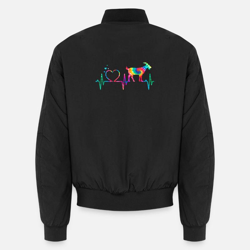 Chèvre au cœur arc-en-ciel - Bomber unisexe - noir