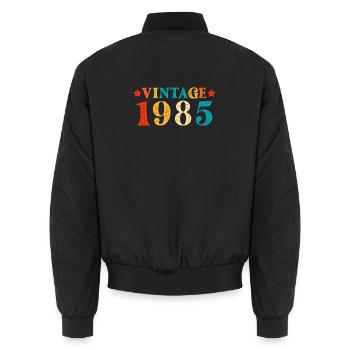 Original 1985 Vintage Vintage Anniversaire Rétro - Bomber unisexe - noir - Dos - AI Model Male 185 light (185cm)