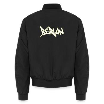 Berlin Graffiti Brown Schriftzug - Unisex Bomberjacke - Schwarz - Hinten - AI Model Male 185 light (185cm)