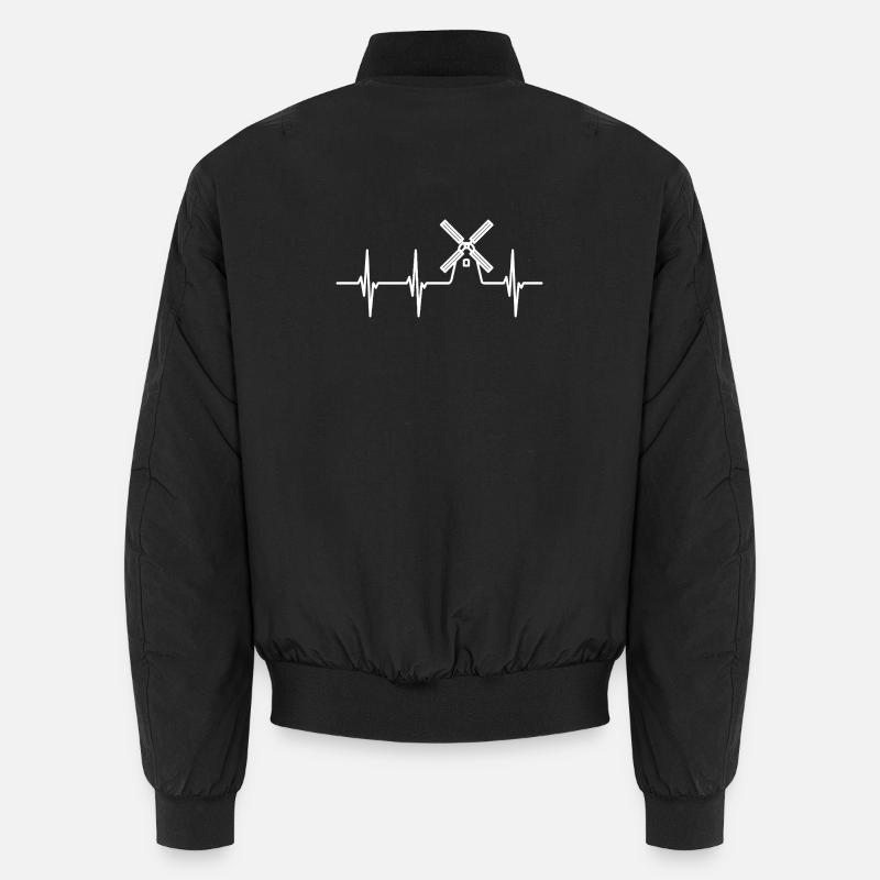 Farm Windmill ECG - Unisex Bomber Jacket - black