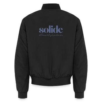 Solide Allmachtsphantasien – witzige Typographie - Unisex Bomberjacke - Schwarz - Hinten - AI Model Male 185 light (185cm)