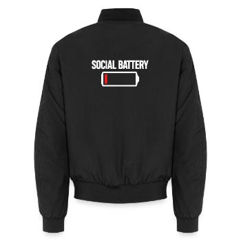 Social Battery Icon Tee - Unisex Bomber Jacket - black - Back - AI Model Male 185 light (185cm)