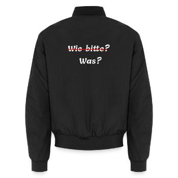 witzige Pfälzer outfits, wie bitte, was - Unisex Bomberjacke - Schwarz - Hinten - AI Model Male 185 light (185cm)
