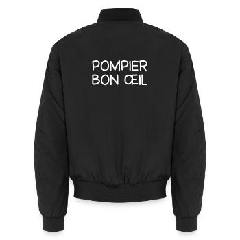 pompier, caserne de pompier, incendie - Bomber unisexe - noir - Dos - AI Model Male 185 light (185cm)