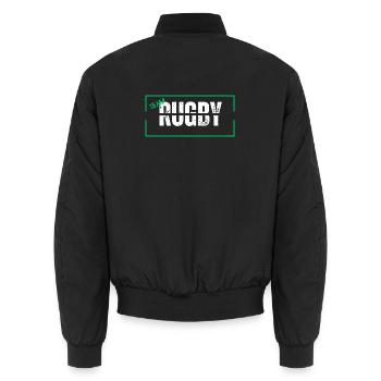 Mannschaft Rugby grün - Unisex Bomberjacke - Schwarz - Hinten - AI Model Male 185 light (185cm)