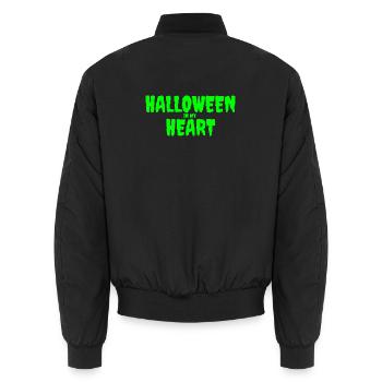 Halloween in My Heart Typography Design - Unisex Bomber Jacket - black - Back - AI Model Male 185 light (185cm)