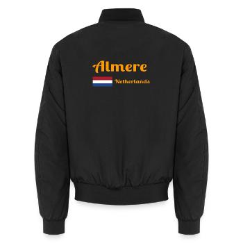 Almere Niederlande - Stilvolle Drucke - Unisex Bomberjacke - Schwarz - Hinten - AI Model Male 185 light (185cm)