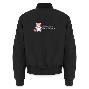 Unicorn is looking forward to partying @ Women's Evening - Unisex Bomber Jacket - black - Back - AI Model Male 185 light (185cm)