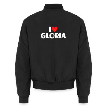 J’adore Gloria Red Heart Romantique Nom Fan - Bomber unisexe - noir - Dos - AI Model Male 185 light (185cm)