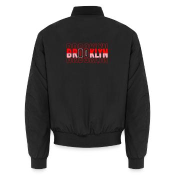 Brooklyn Neon Block Pattern - Unisex Bomber Jacket - black - Back - AI Model Male 185 light (185cm)