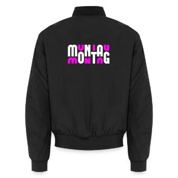 Monday White/Pink - Unisex Bomber Jacket - black - Back - AI Model Male 185 light (185cm)