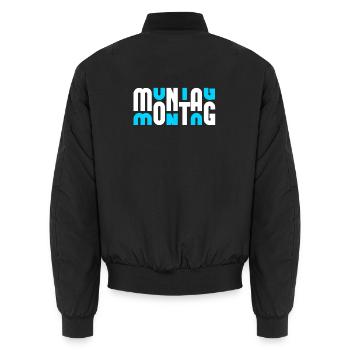 Motif Monday White/Cyan - Unisex Bomber Jacket - black - Back - AI Model Male 185 light (185cm)