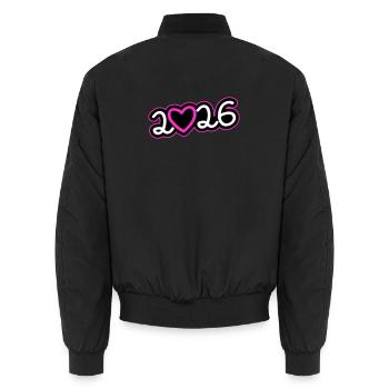 2026 Heart - Unisex Bomber Jacket - black - Back - AI Model Male 185 light (185cm)