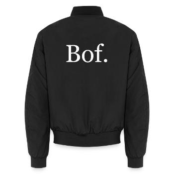 Well. French Minimalist Humor - Clear - Unisex Bomber Jacket - black - Back - AI Model Male 185 light (185cm)