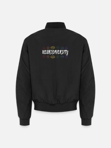 Neurodiversité Typographie florale arc-en-ciel - Bomber unisexe - noir