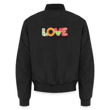 Love Summer  - Unisex Bomber Jacket - black - Back - AI Model Male 185 light (185cm)