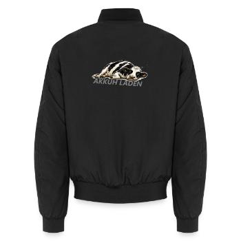 Akkuh Laden | Akku leer | Morgenmuffel - Unisex Bomberjacke - Schwarz - Hinten - AI Model Male 185 light (185cm)