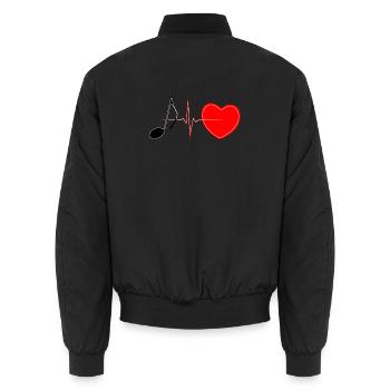 Music Heartbeat Lifeline – T-shirt musical romantique - Bomber unisexe - noir - Dos - AI Model Male 185 light (185cm)