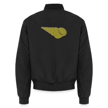 Spiral Snail Olive Motif - Unisex Bomber Jacket - black - Back - AI Model Male 185 light (185cm)