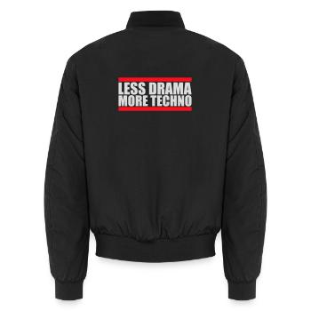 Less drama more techno Spruch Party Rave Logo Text - Unisex Bomberjacke - Schwarz - Hinten - AI Model Male 185 light (185cm)