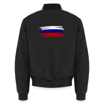 Russland Flagge Fahne Strichzeichnung gemalt - Unisex Bomberjacke - Schwarz - Hinten - AI Model Male 185 light (185cm)
