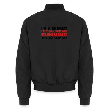 Chemiker Laufen - Unisex Bomberjacke - Schwarz - Hinten - AI Model Male 185 light (185cm)