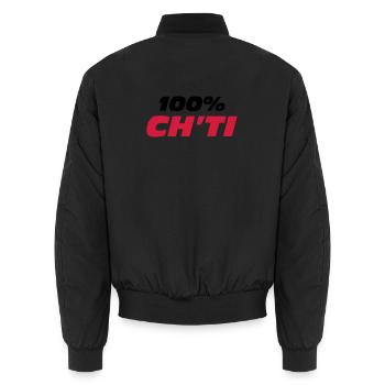 100% Ch'ti - Bomber unisexe - noir - Dos - AI Model Male 185 light (185cm)