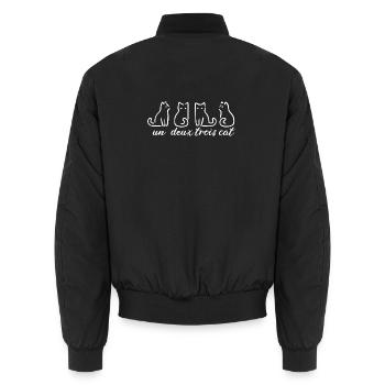 Katze Un Deux Trois Französisch lustig - Unisex Bomberjacke - Schwarz - Hinten - AI Model Male 185 light (185cm)