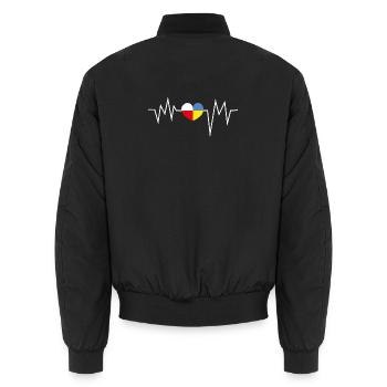 Heartbeat Polen Ukraine - Unisex Bomberjacke - Schwarz - Hinten - AI Model Male 185 light (185cm)