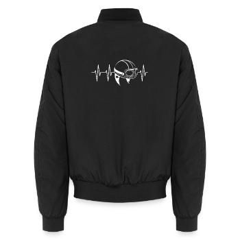 Herzschlag Puls Helm alt Motorrad Moped Ekg icon - Unisex Bomberjacke - Schwarz - Hinten - AI Model Male 185 light (185cm)